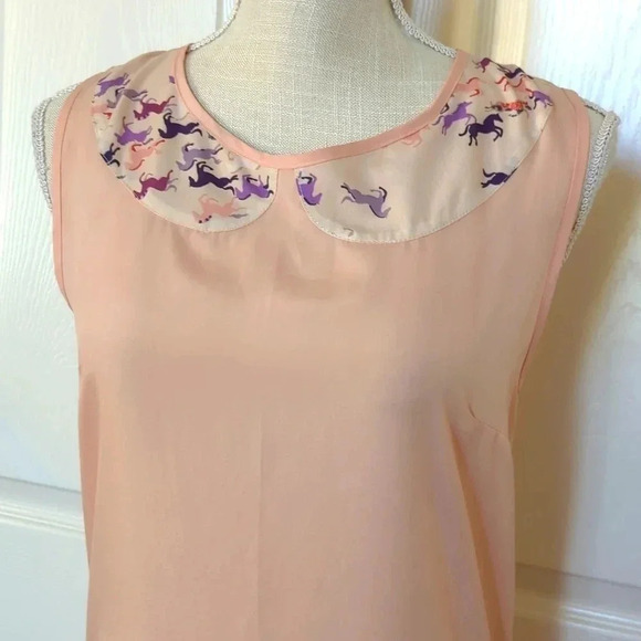 Farm Rio Anthropologie Drop Waist Horse Sleeveless Pink Dress - Picture 2 of 6